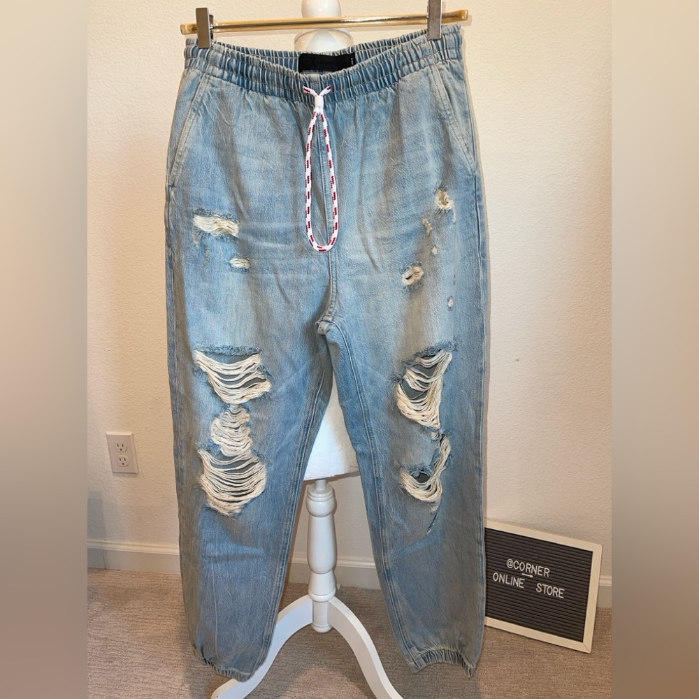 Alexander Wang Relaxed Fit Distressed Blue Jeans